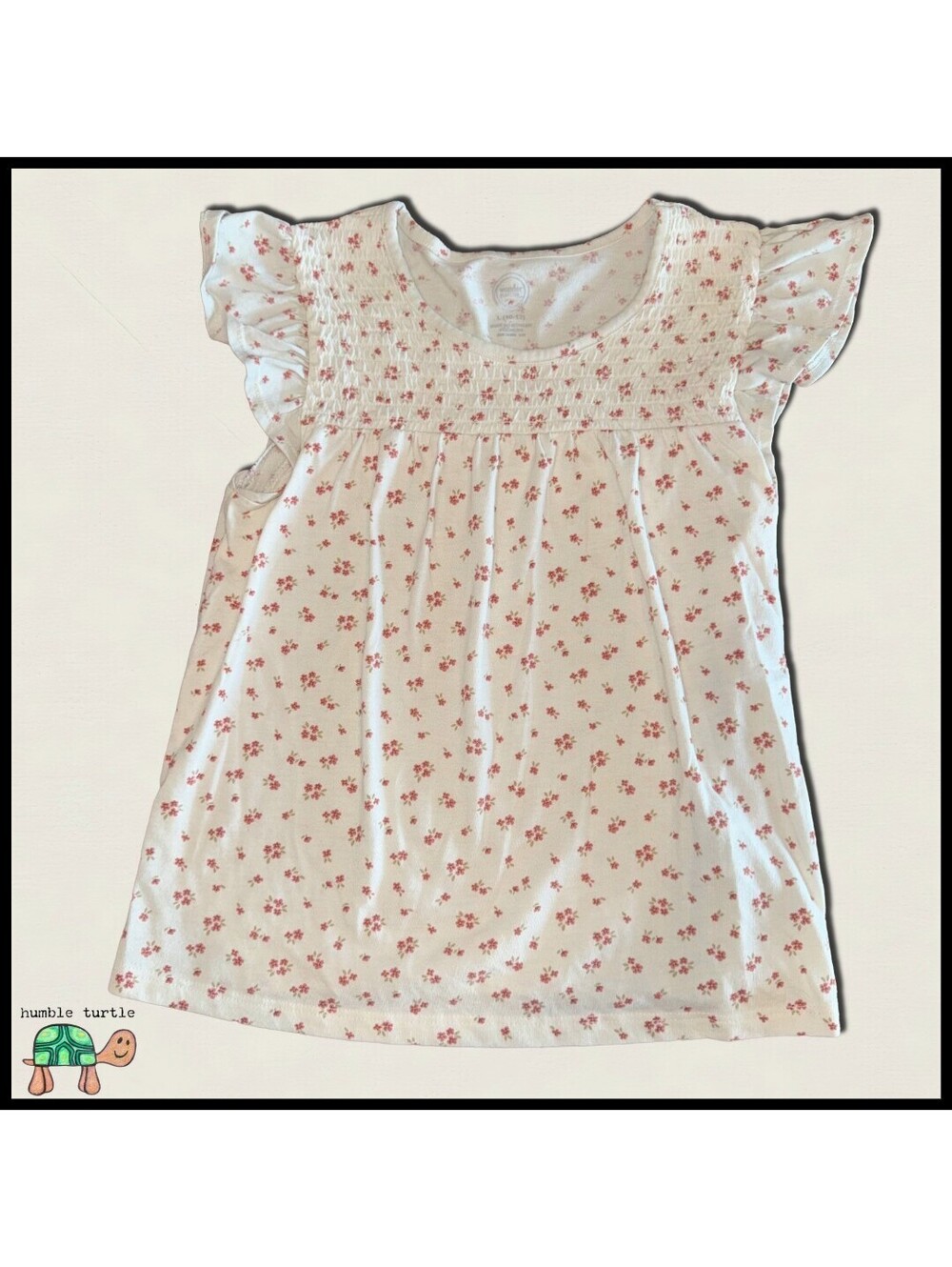 Wonder Nation Girls' White Floral Smocked Top Size L (10-12) | EUC